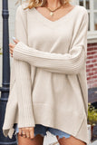 WOMEN OVERSIZED TUNIC LENGTH V NECK SWEATER