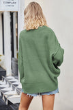 WOMEN OVERSIZED LOOSE FIT RIBBED KNIT SWEATSHIRT