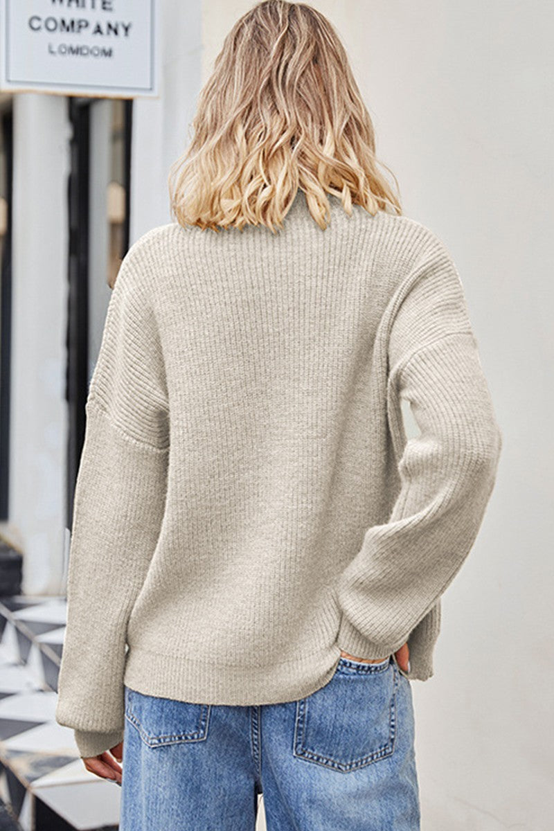 WOMEN BASIC OVERSIZED LONG SLEEVE KNIT SWEATER