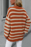 WOMEN OVERSIZED LOOSE FIT STRIPE RIBBED SWEATER