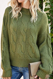 WOMEN CHUNKY CABLE KNITTED RIBBED CASUAL SWEATER