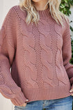 WOMEN CHUNKY CABLE KNITTED RIBBED CASUAL SWEATER