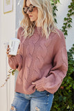 WOMEN CHUNKY CABLE KNITTED RIBBED CASUAL SWEATER