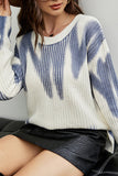 WOMEN WAFFLE KNIT GRADIENT COLORED CASUAL SWEATER