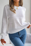 WOMEN RIBBED CREWNECK LOOSE FIT KNITTED SWEATER