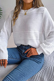 WOMEN RIBBED CREWNECK LOOSE FIT KNITTED SWEATER