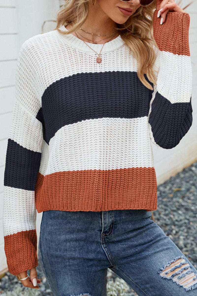 WOMEN CROCHET FISHERMAN KNITTED LOOSE SWEATER