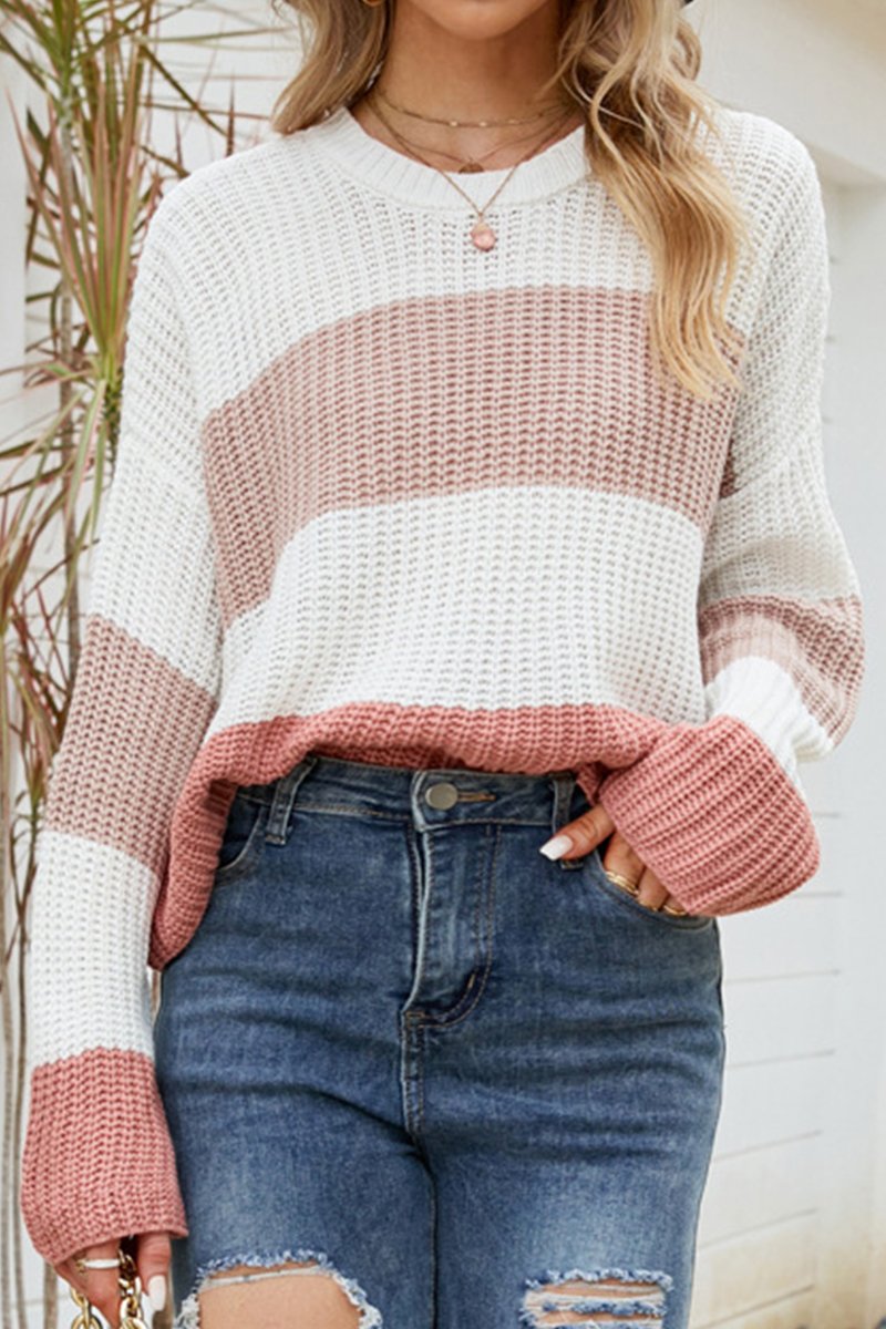 WOMEN CROCHET FISHERMAN KNITTED LOOSE SWEATER