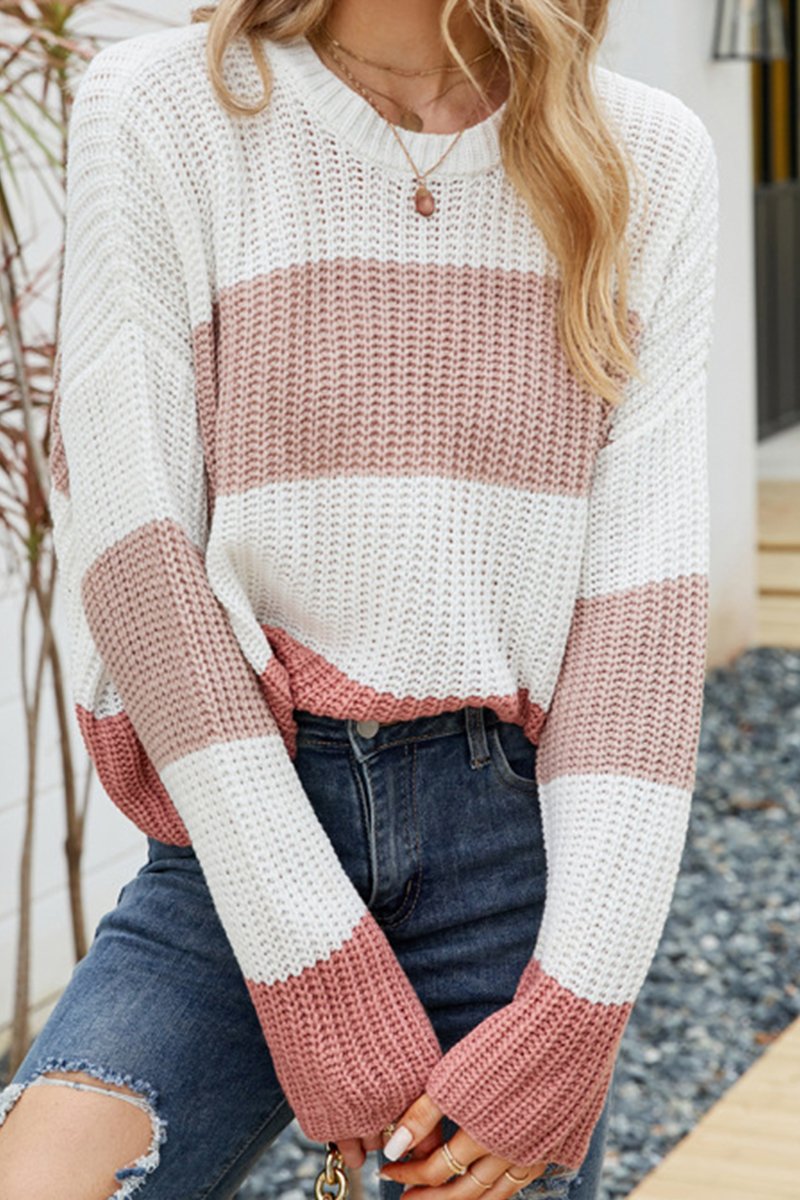 WOMEN CROCHET FISHERMAN KNITTED LOOSE SWEATER