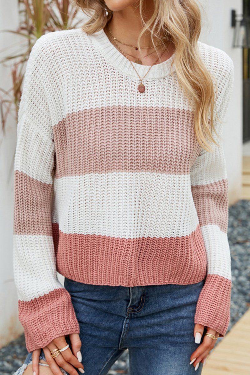 WOMEN CROCHET FISHERMAN KNITTED LOOSE SWEATER