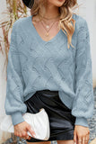 WOMEN LOOSE FIT PATTERN KNITTED RIBBED SWEATER