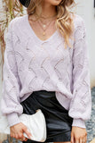 WOMEN LOOSE FIT PATTERN KNITTED RIBBED SWEATER