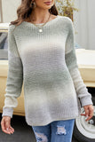 WOMEN GRADIENT CHUNKY WAFFLE KNIT LOOSE SWEATER