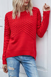 WOMEN EMBOSSING QUILTED LONG SLEEVE SWEATER