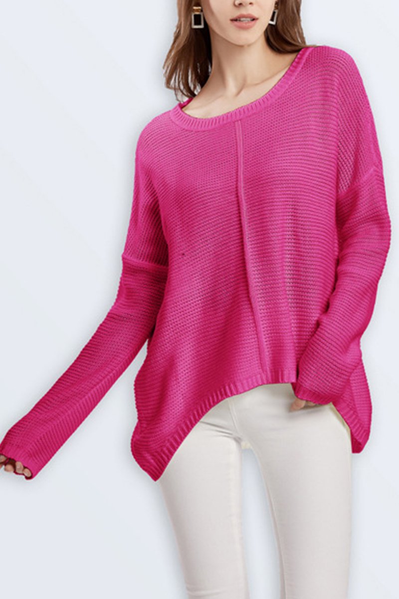 WOMEN OVER LENGTH SLEEVE LOOSE FIT KNIT SWEATER