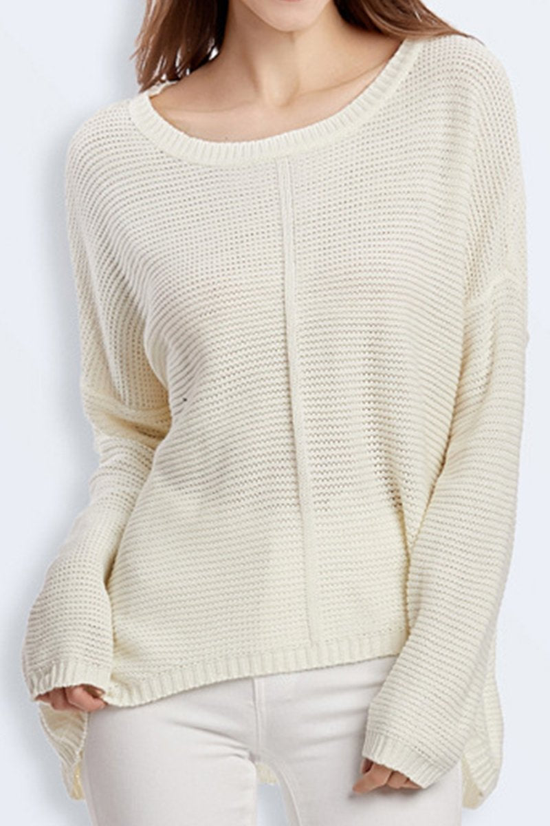 WOMEN OVER LENGTH SLEEVE LOOSE FIT KNIT SWEATER