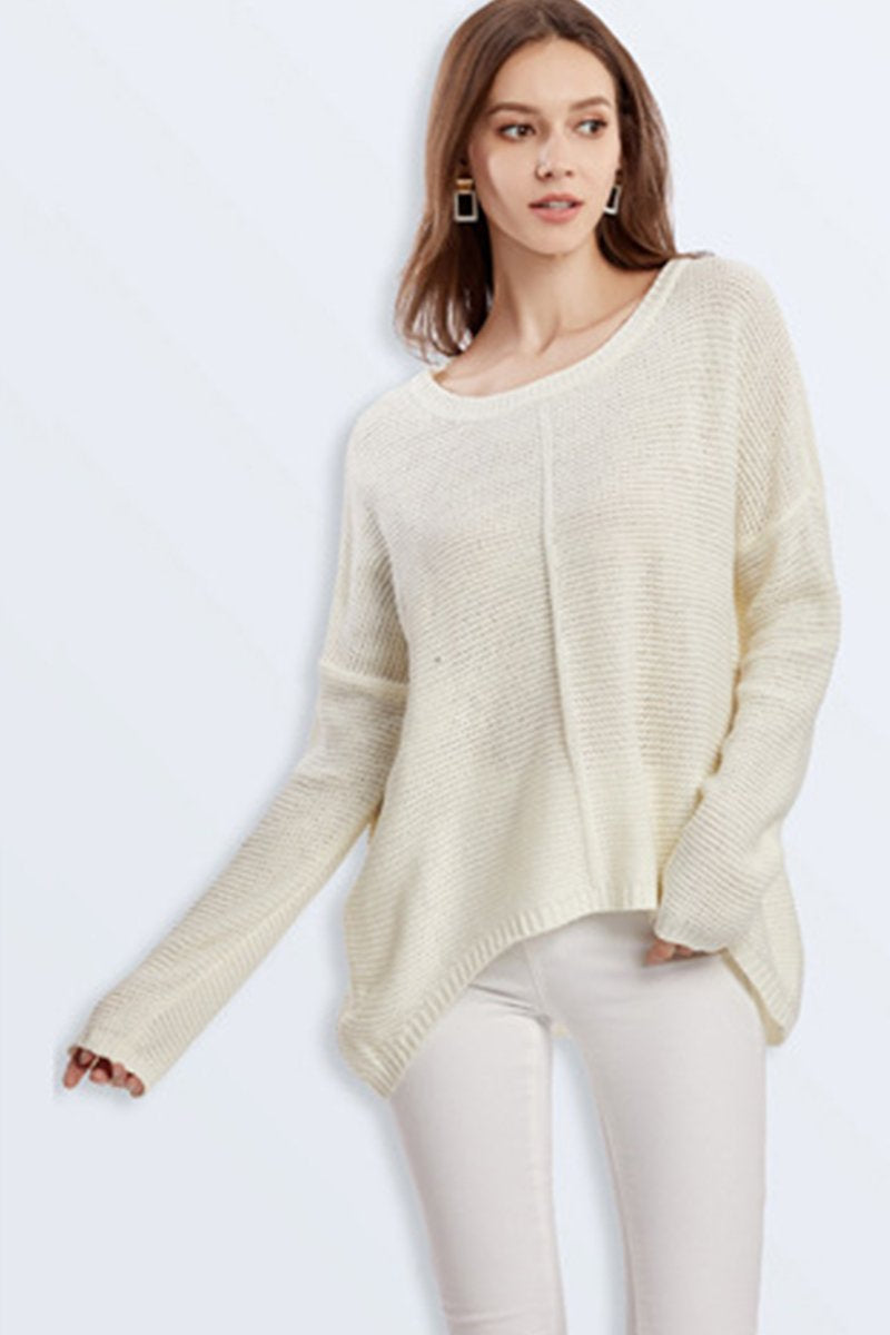 WOMEN OVER LENGTH SLEEVE LOOSE FIT KNIT SWEATER