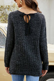 WOMEN CORDUROY RIBBED RONG SLEEVE KNIT SWEATER