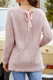 WOMEN CORDUROY RIBBED RONG SLEEVE KNIT SWEATER