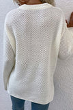 WOMEN FISHERMAN KNIT HENLEY NECK LOOSE SWEATER