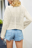 WOMEN FISHERMAN CROCHET KNITTED SHORT SWEATER