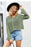 WOMEN FISHERMAN CROCHET KNITTED SHORT SWEATER