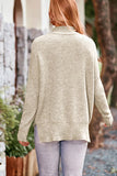 WOMEN RIBBED HIGH NECK EYELET DETAILED SWEATER