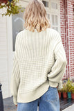 WOMEN LOOSE FIT RIBBED ROUND NECK CASUAL SWEATER