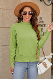 WOMEN RIBBED HIGH NECK LONG SLEEVE RUFFLE SWEATER