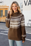 WOMEN TURTLE NECK LOOSE FIT KNITTED SWEATER