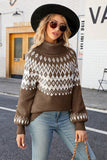 WOMEN TURTLE NECK LOOSE FIT KNITTED SWEATER