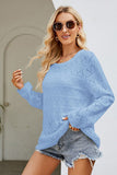 WOMEN LOOSE FIT TUNIC LENGTH EYELET SWEATSHIRT