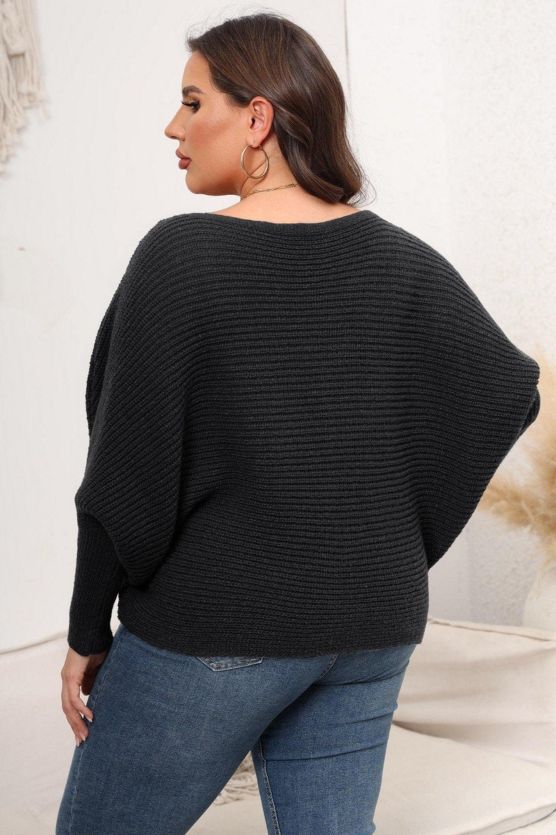 WOMEN PLUS SIZE LOOSE FIT OVERSIZED KNIT SWEATER