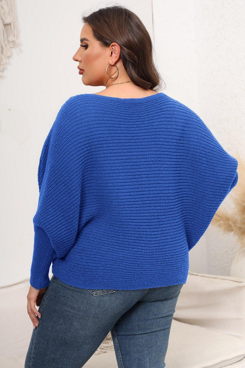 WOMEN PLUS SIZE LOOSE FIT OVERSIZED KNIT SWEATER