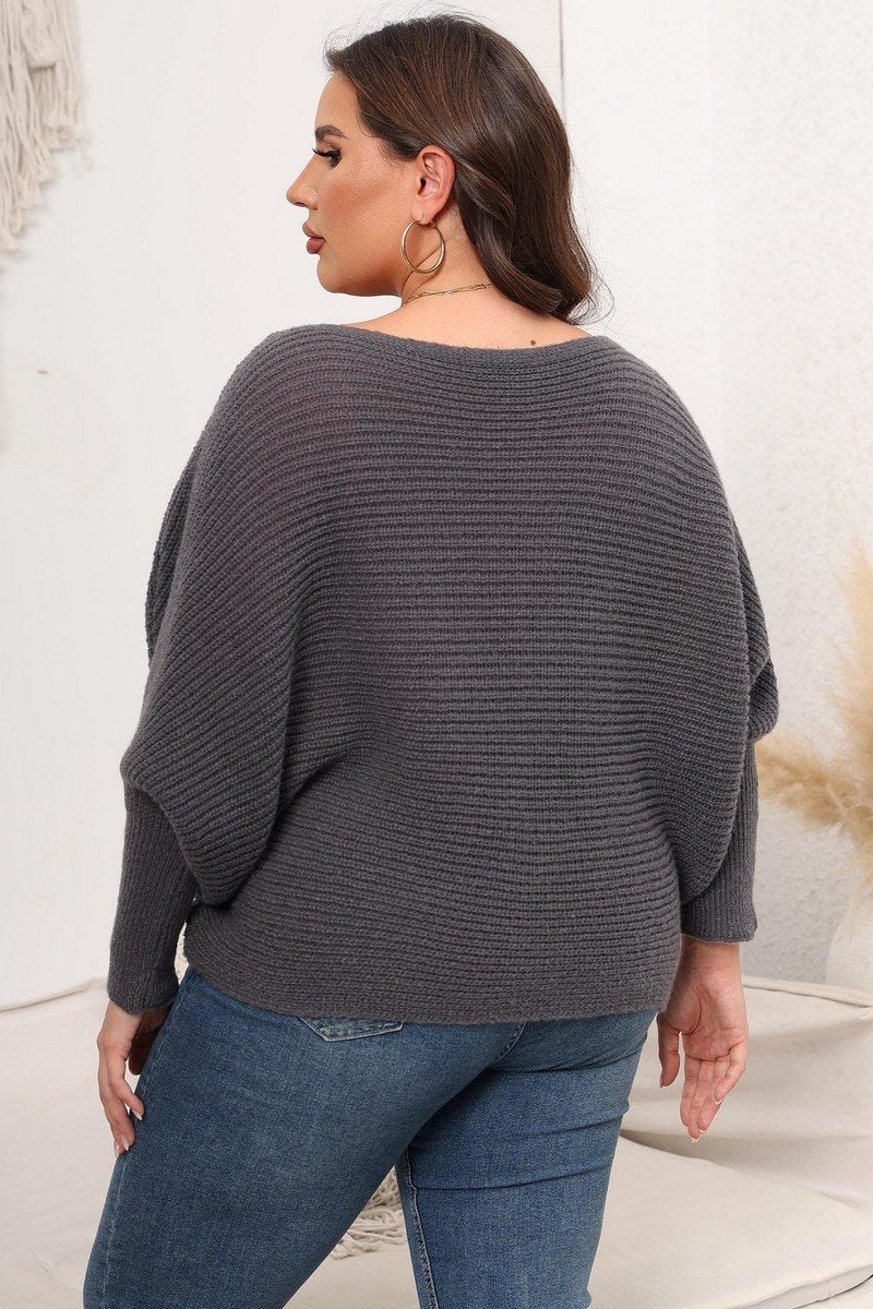 WOMEN PLUS SIZE LOOSE FIT OVERSIZED KNIT SWEATER