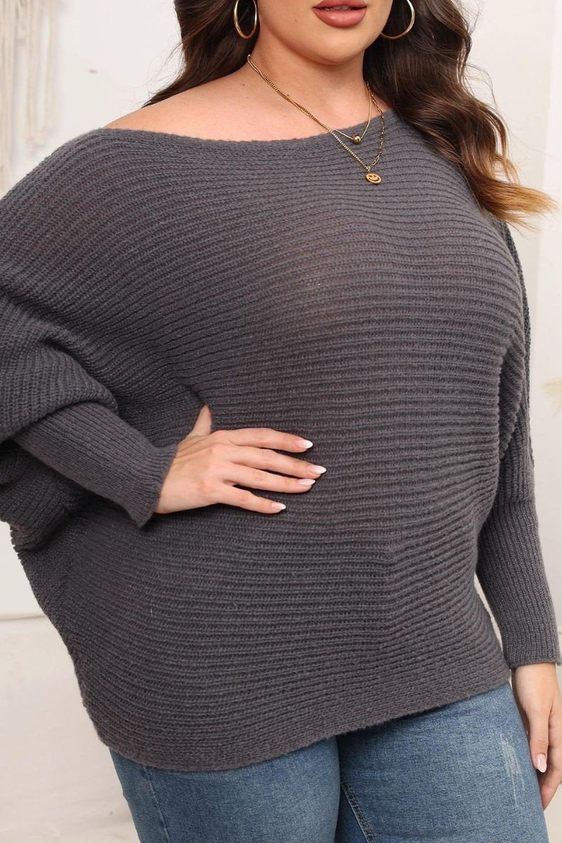 WOMEN PLUS SIZE LOOSE FIT OVERSIZED KNIT SWEATER