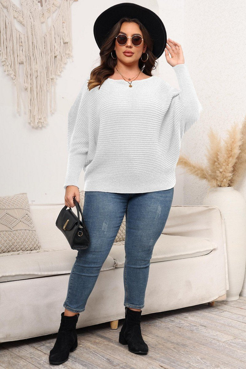 WOMEN PLUS SIZE LOOSE FIT OVERSIZED KNIT SWEATER