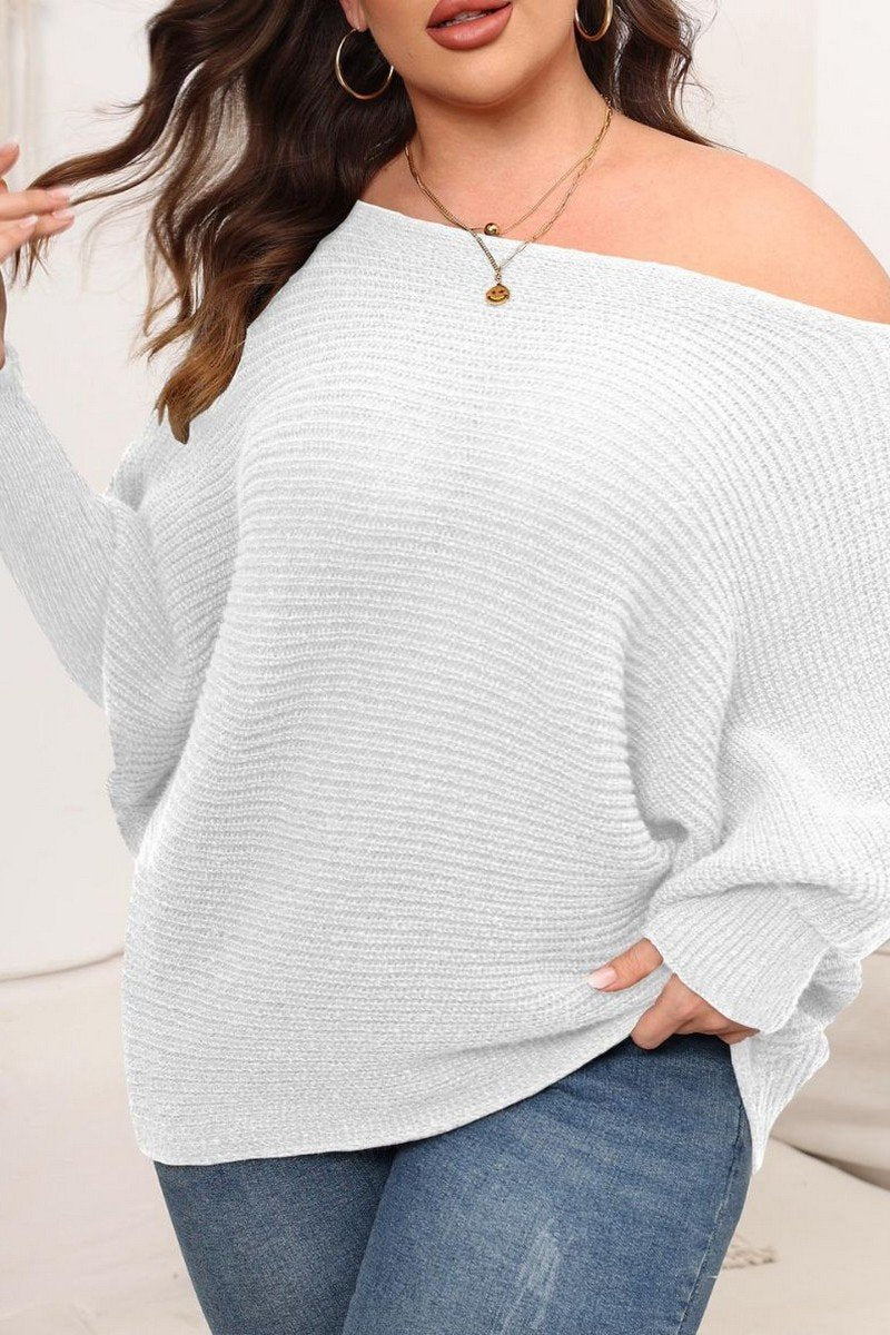 WOMEN PLUS SIZE LOOSE FIT OVERSIZED KNIT SWEATER