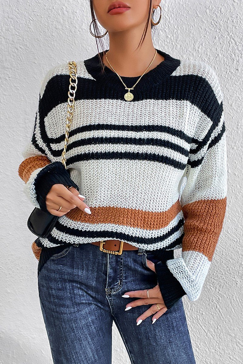 WOMEN CROCHET FISHERMAN KNITTED LOOSE SWEATER