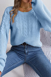 WOMEN LOOSE FIT LONG SLEEVE RIBBED KNIT SWEATER