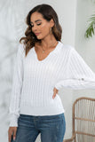 WOMEN LAPEL TWIST LOOSE LONG SLEEVE KNIT SWEATER