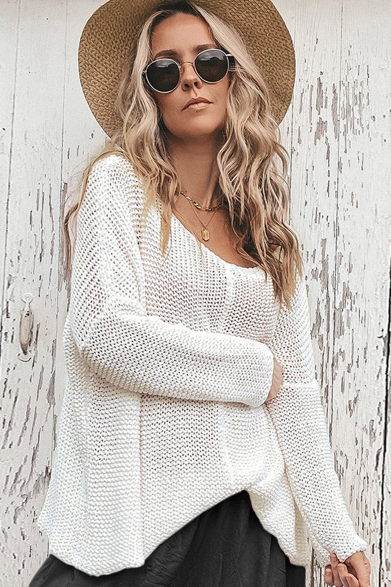 WOMEN FISHERMAN CROCHET KNITTED LOOSE FIT SWEATER