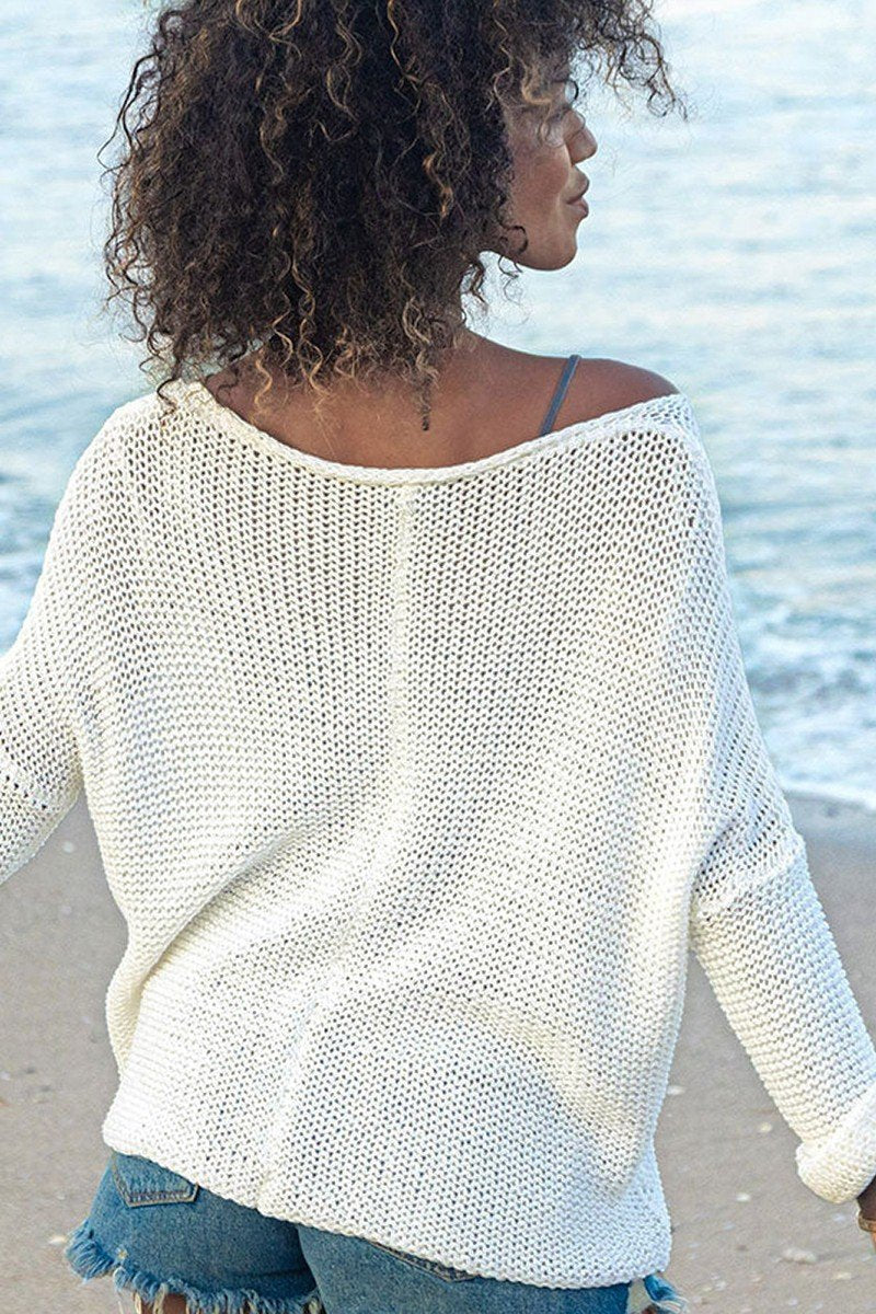 WOMEN FISHERMAN CROCHET KNITTED LOOSE FIT SWEATER