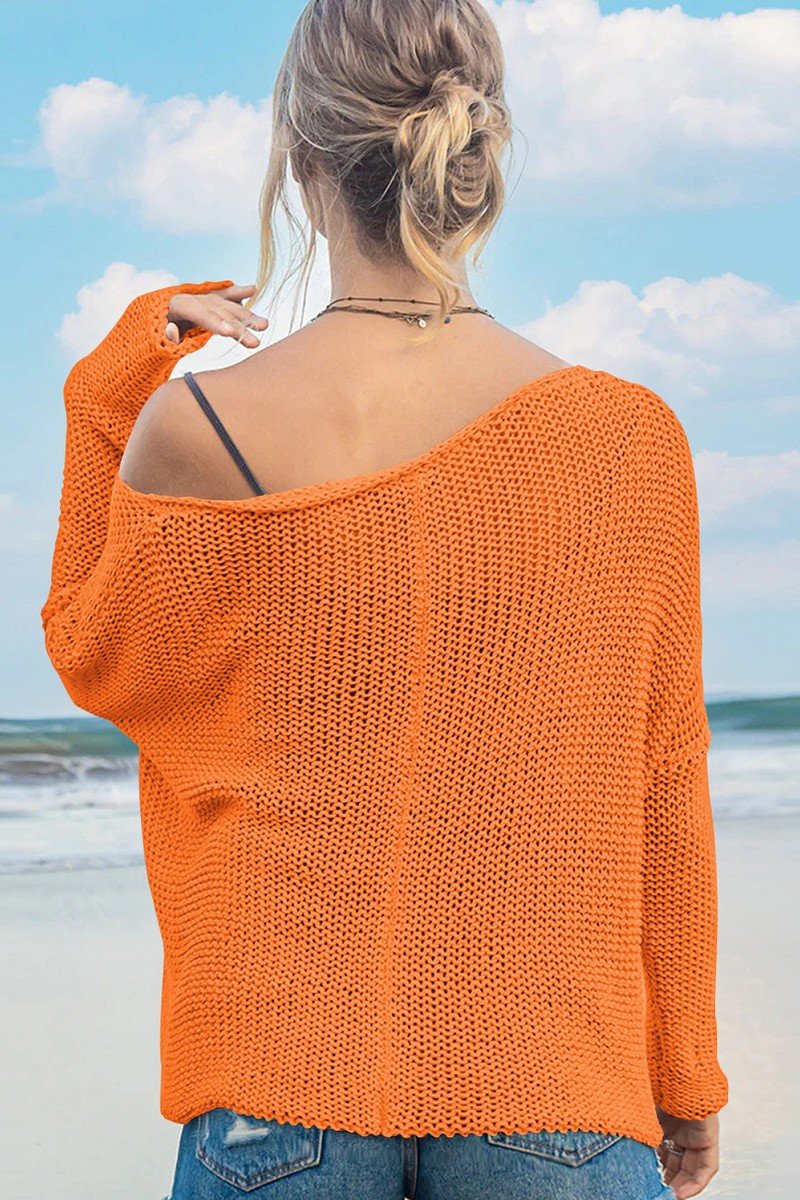 WOMEN FISHERMAN CROCHET KNITTED LOOSE FIT SWEATER