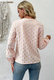 GUIPURE LACE TRIM GOLDEN POLKA DOT PATTERN BLOUSE