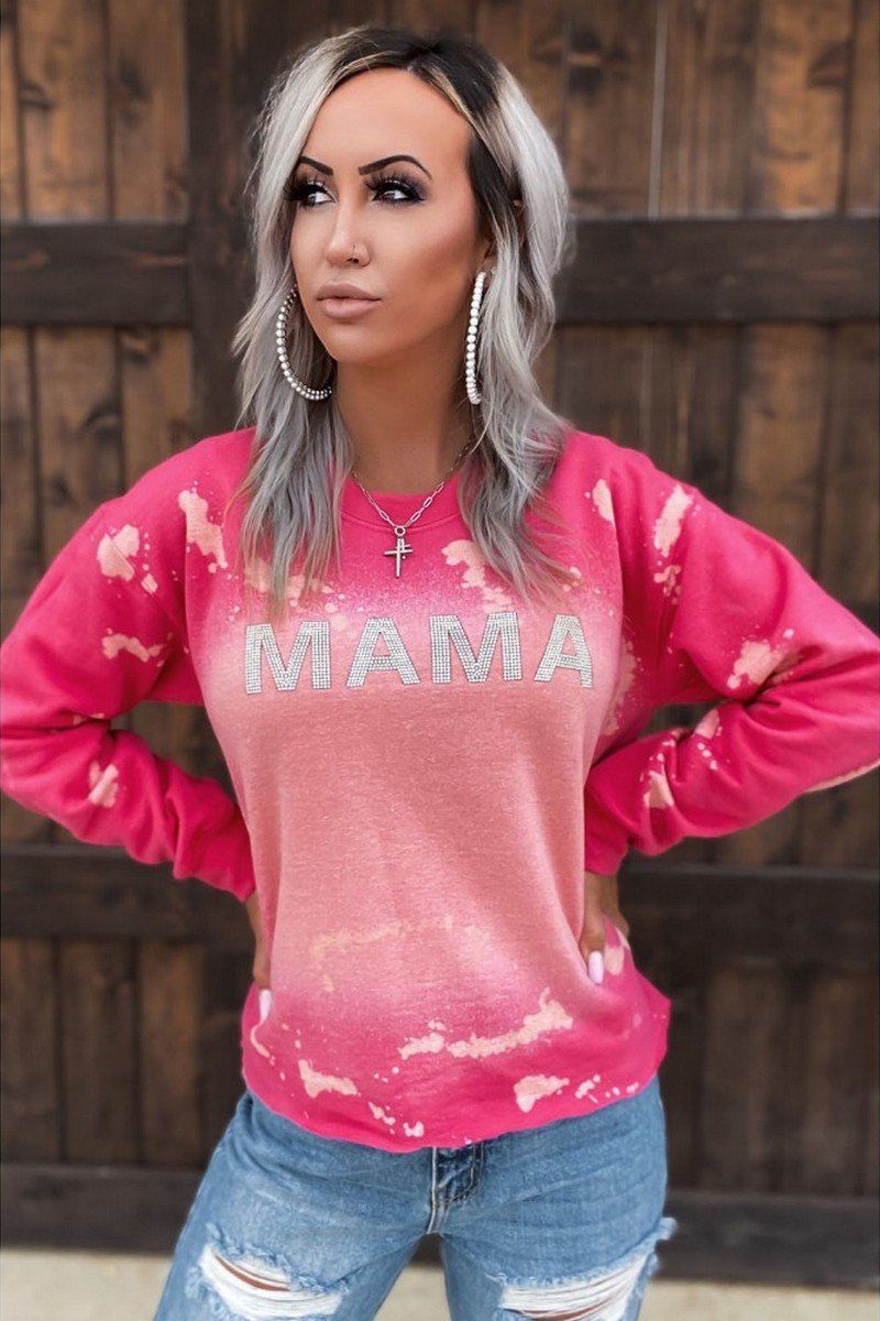 WOMEN STAIN PRINTING MAMA PULLOVER TOP