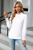 WOMEN RUFFLED HIGH NECK LONG SLEEVE BLOUSE