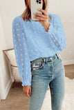 WOMEN LACE SWISS DOT RUFFLE CUFF BLOUSE