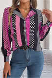 WOMEN POLKA DOT PATTERN BUTTON DOWN OFFICE BLOUSE