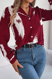 WOMEN DANDY PATTERNED BUTTON DOWN OFFICE BLOUSE